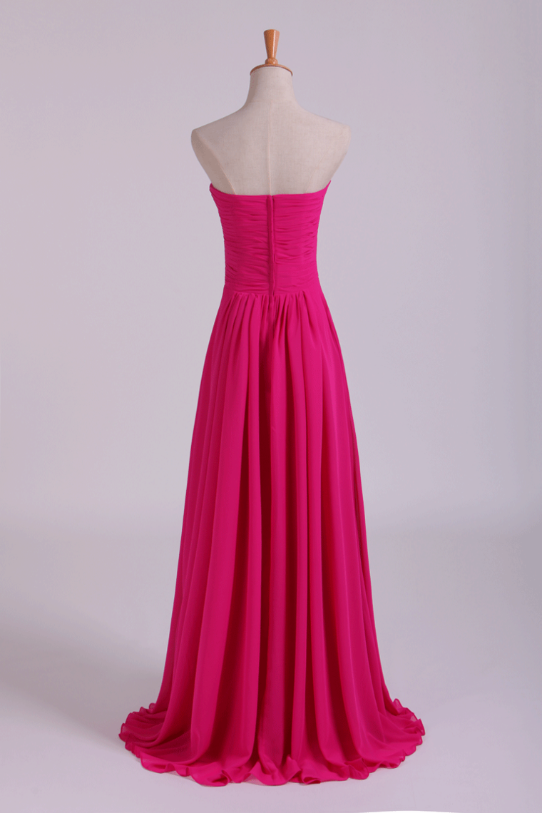 2022 Sweetheart Bridesmaid Dresses A-Line Floor Length Chiffon Ruffle
