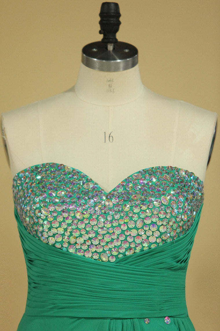 2022 Plus Size Terrific Prom Dresses Sweetheart High Low Skirt Rhinestone Beaded