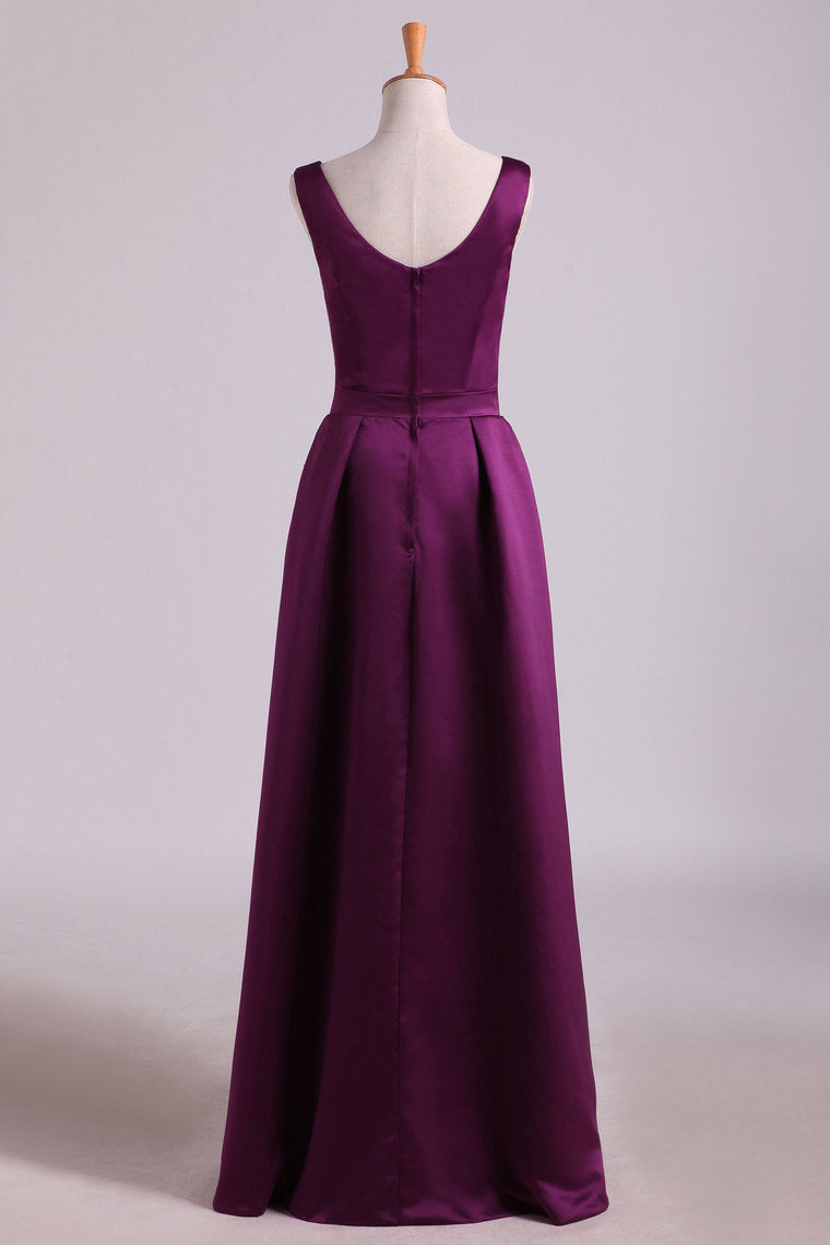 2022 Bridesmaid Dresses A-Line Floor Length Satin