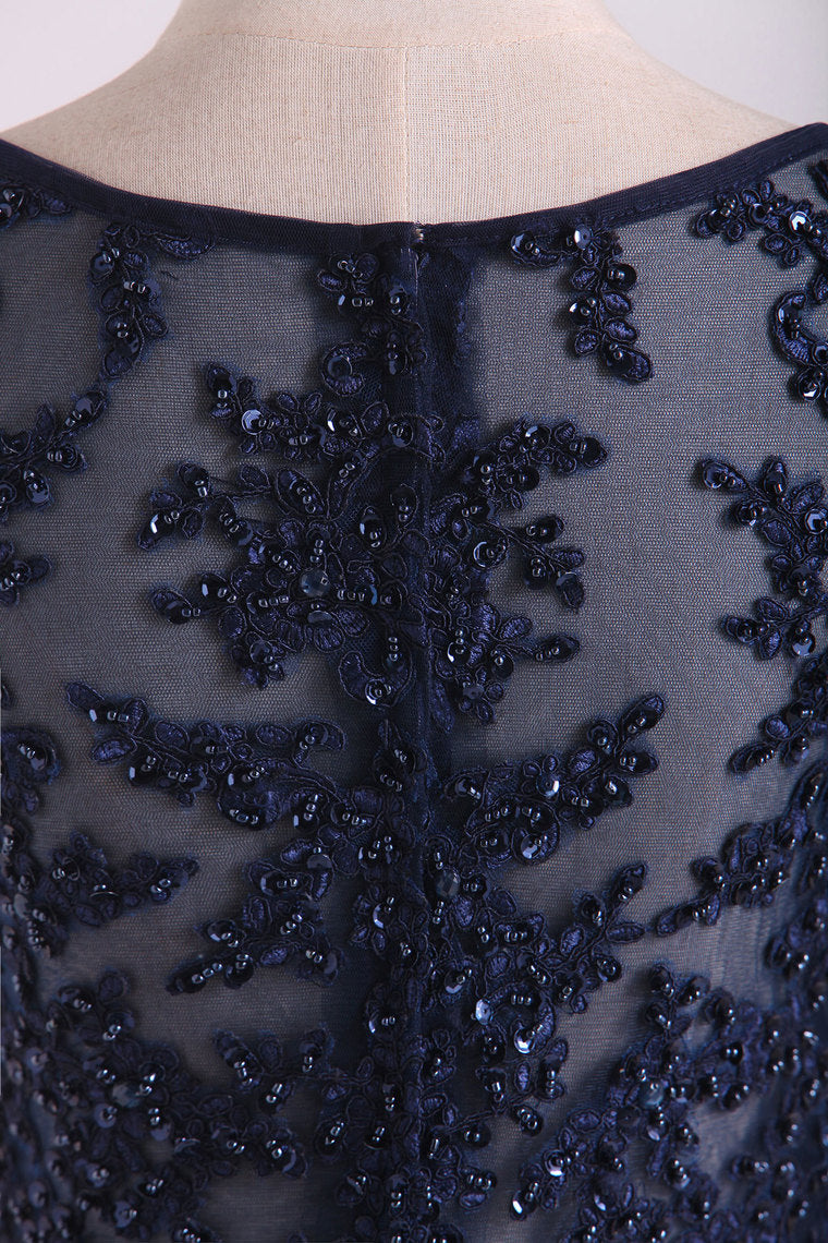 2022 New Arrival Bateau Neckline Embellished Tulle Bodice With Beaded Applique Chiffon