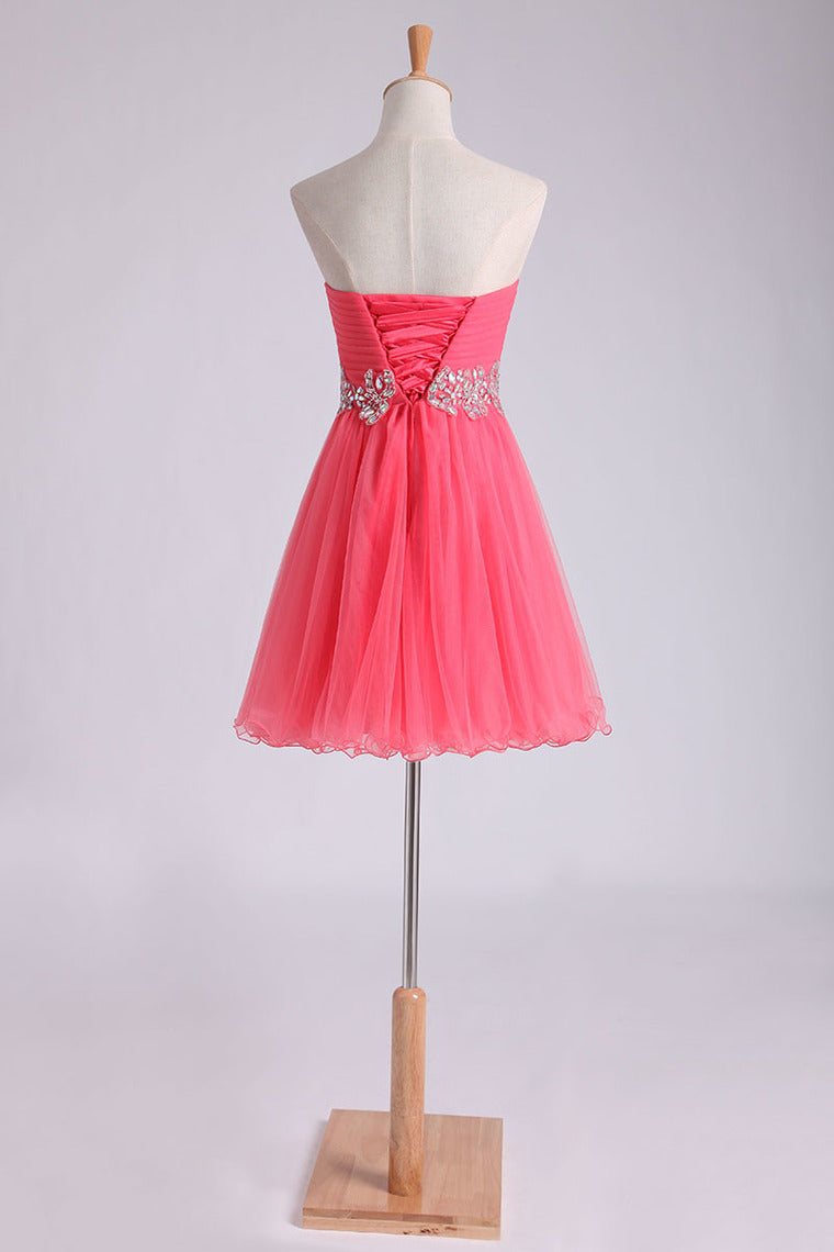 2022 Homecoming Dress Sweetheart Pleated Bodice A Line Short/Mini Tulle