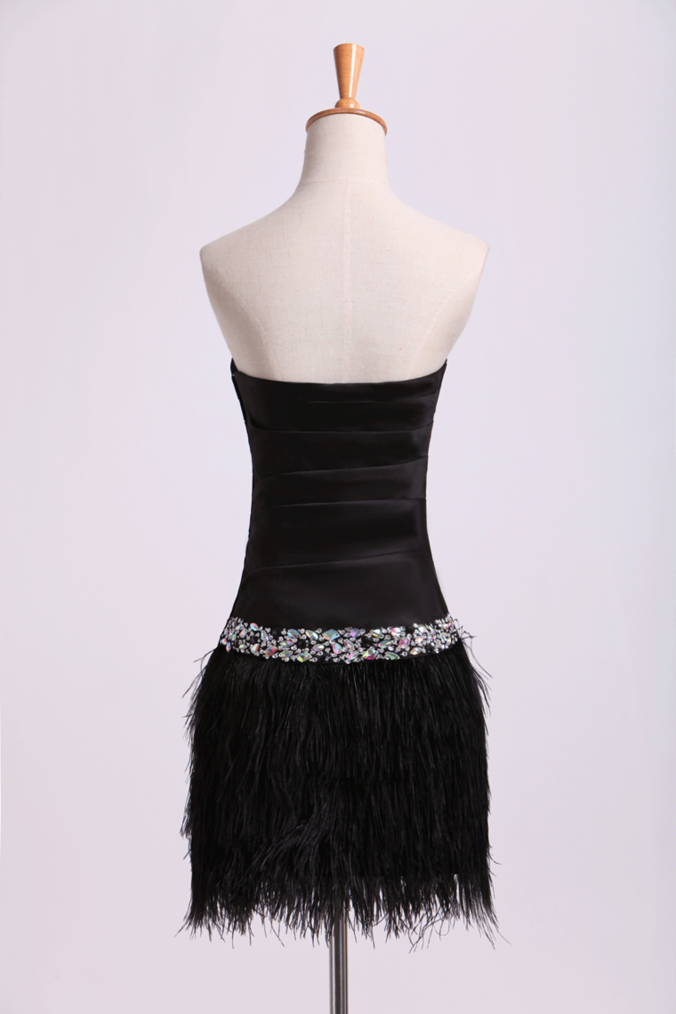 2022 Collection A Line Strapless Short/Mini Satin