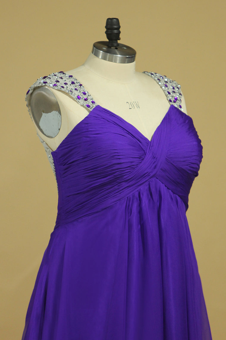 2022 Prom Dresses A-Line Chiffon With Beads And Ruffles Regency
