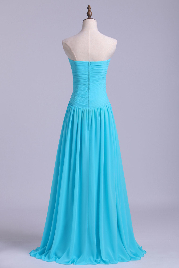 2022 Bridesmaid Dresses/Prom Dresses A-Line Sweetheart Floor-Length Chiffon