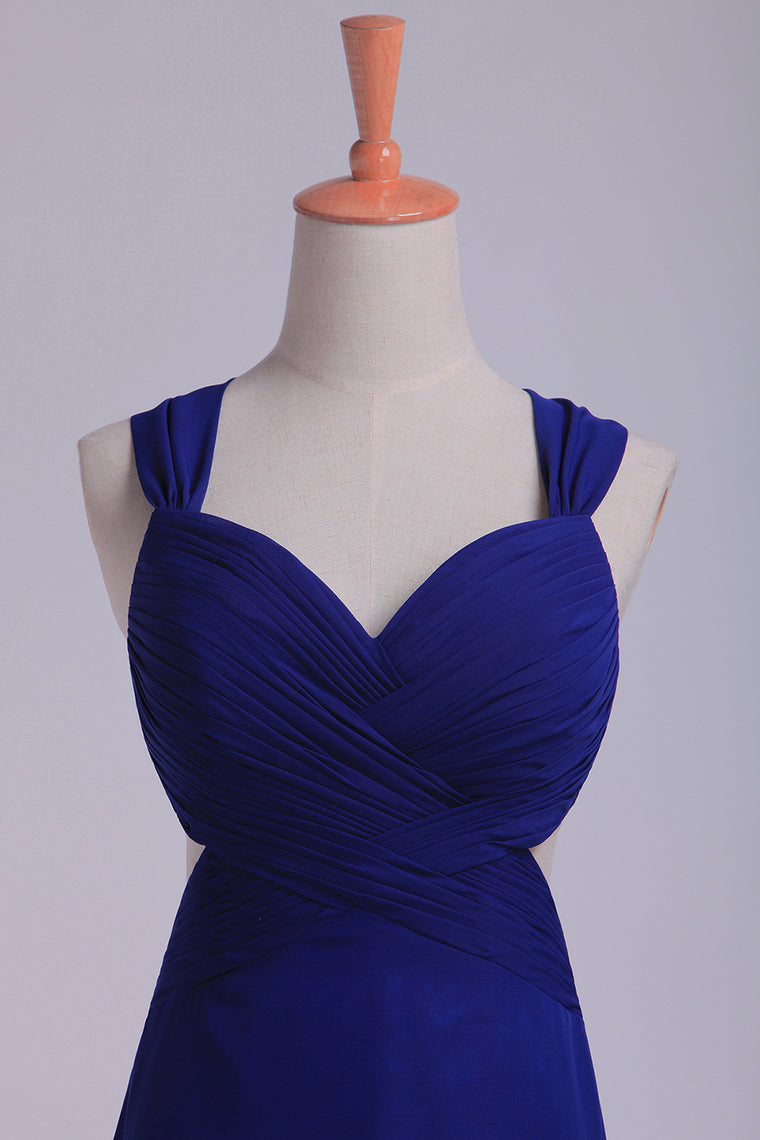 2022 Straps Sexy Backless Dress Pleated Bodice Short/Mini Chiffon