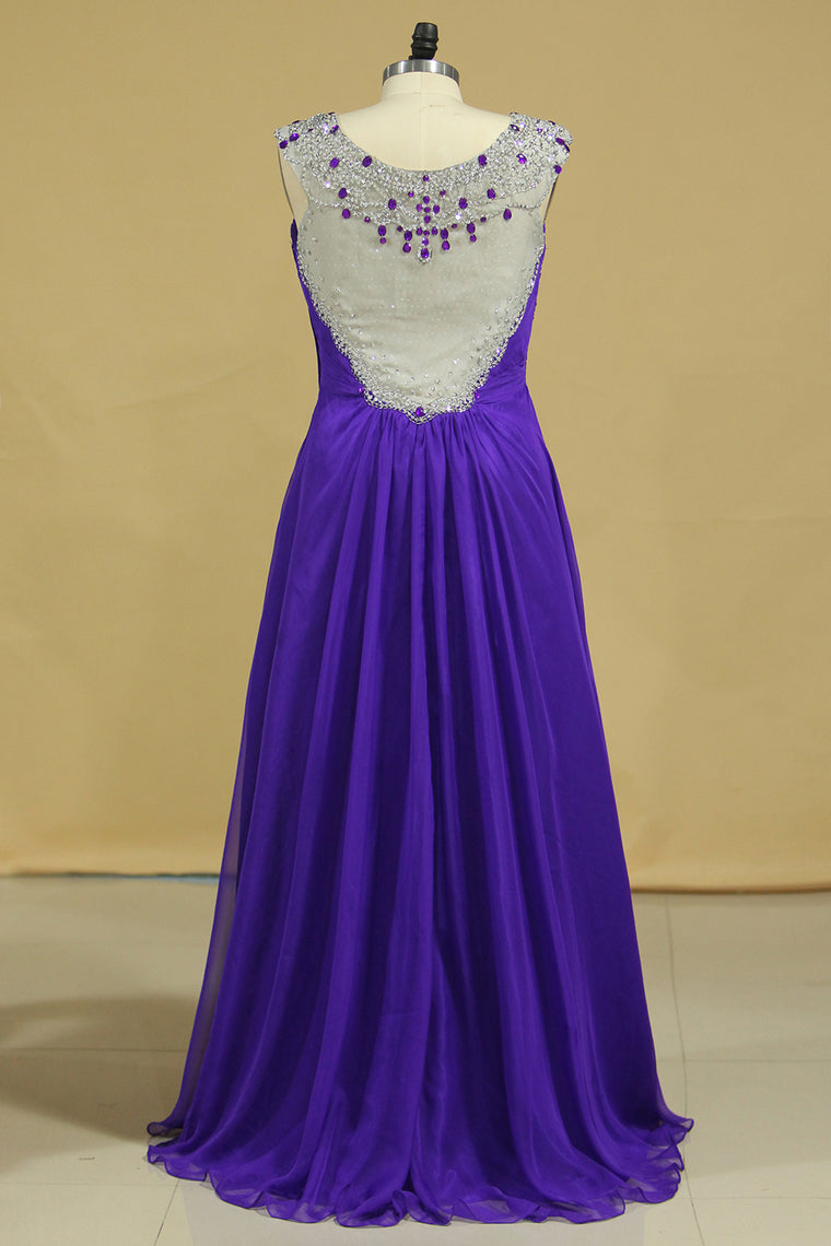 2022 Prom Dresses A-Line Chiffon With Beads And Ruffles Regency