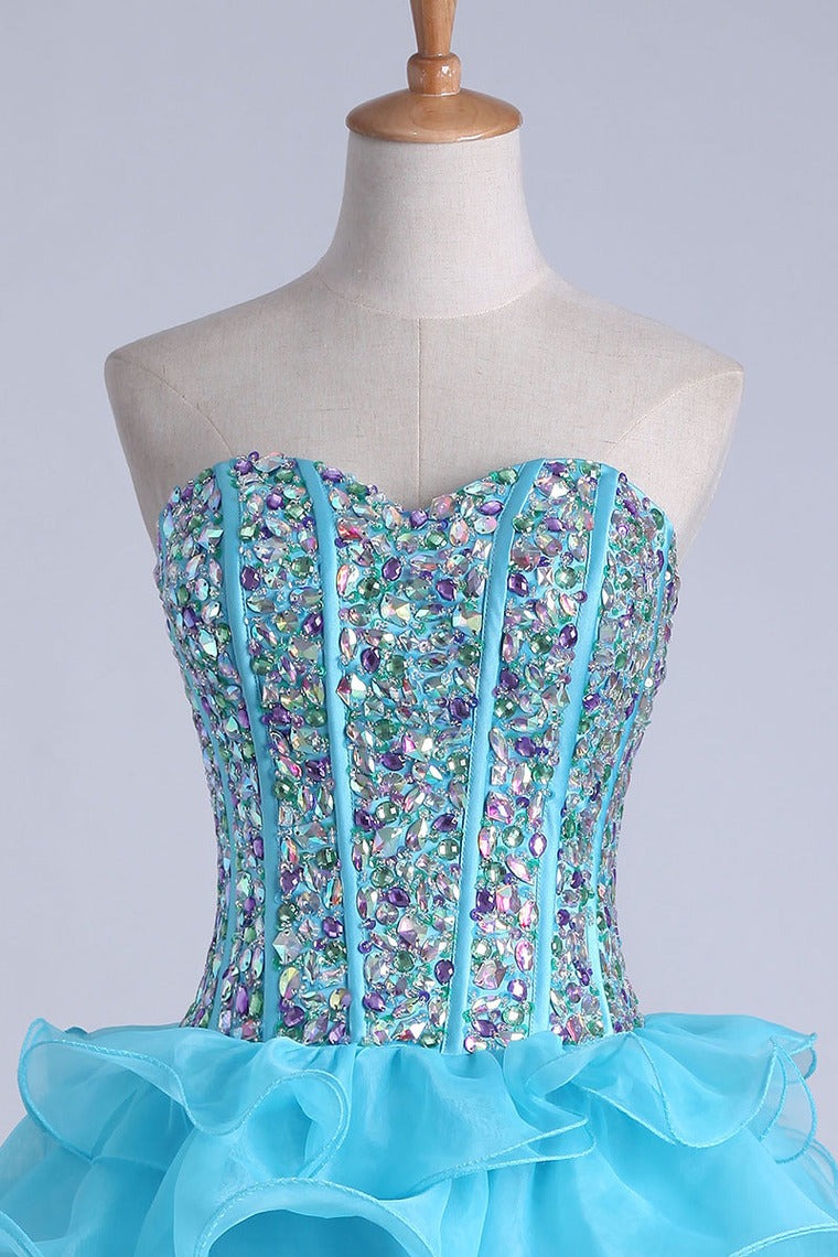 2022 Homecoming Dresses Ball Gown Sweetheart Short/Mini With Rhinestones
