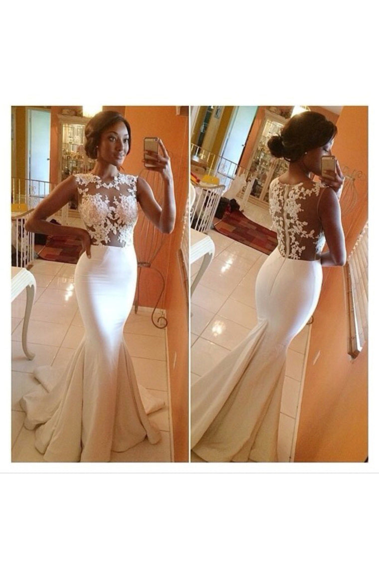 2022 Scoop Mermaid Prom Dresses With Applique