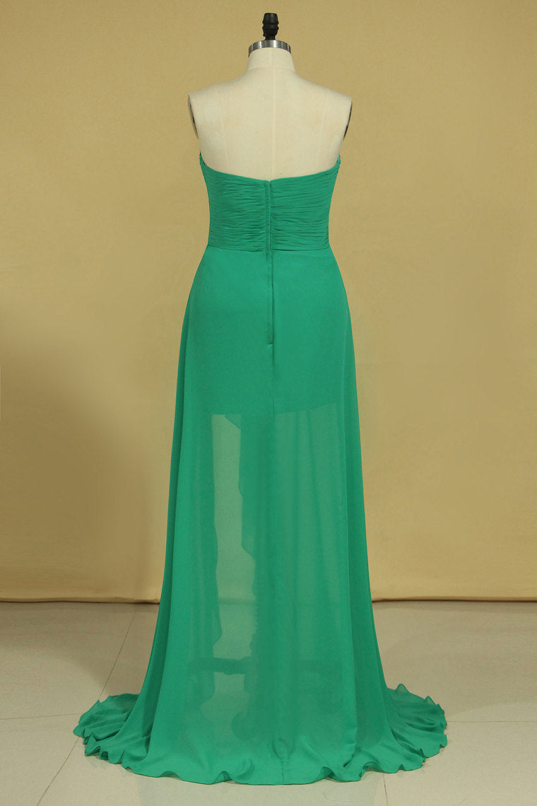 2022 Plus Size Terrific Prom Dresses Sweetheart High Low Skirt Rhinestone Beaded