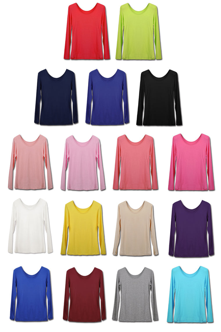 2022 Women'S Round Neck Modal Stretch & Slim T-Shirt Tops Long Sleeve For Muslim Dresses