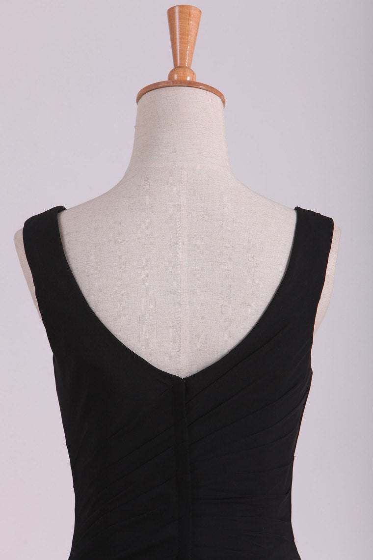 2022 Straps Bridesmaid Dresses Mermaid With Slit Chiffon Black