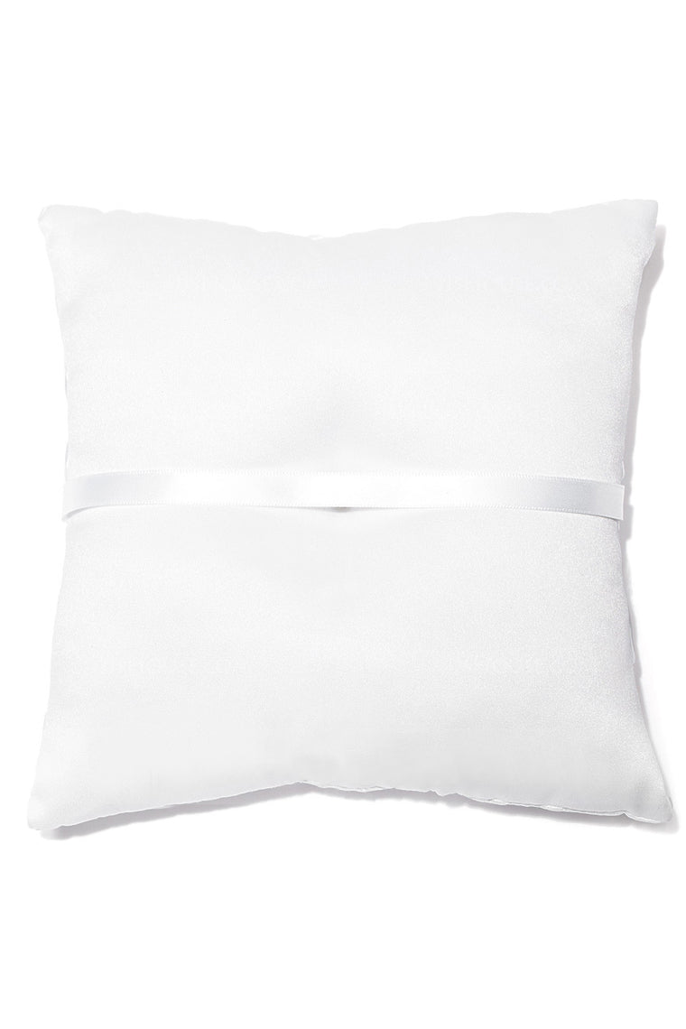 Elegant Ring Pillow Satin With Ribbons And Rhinestones
