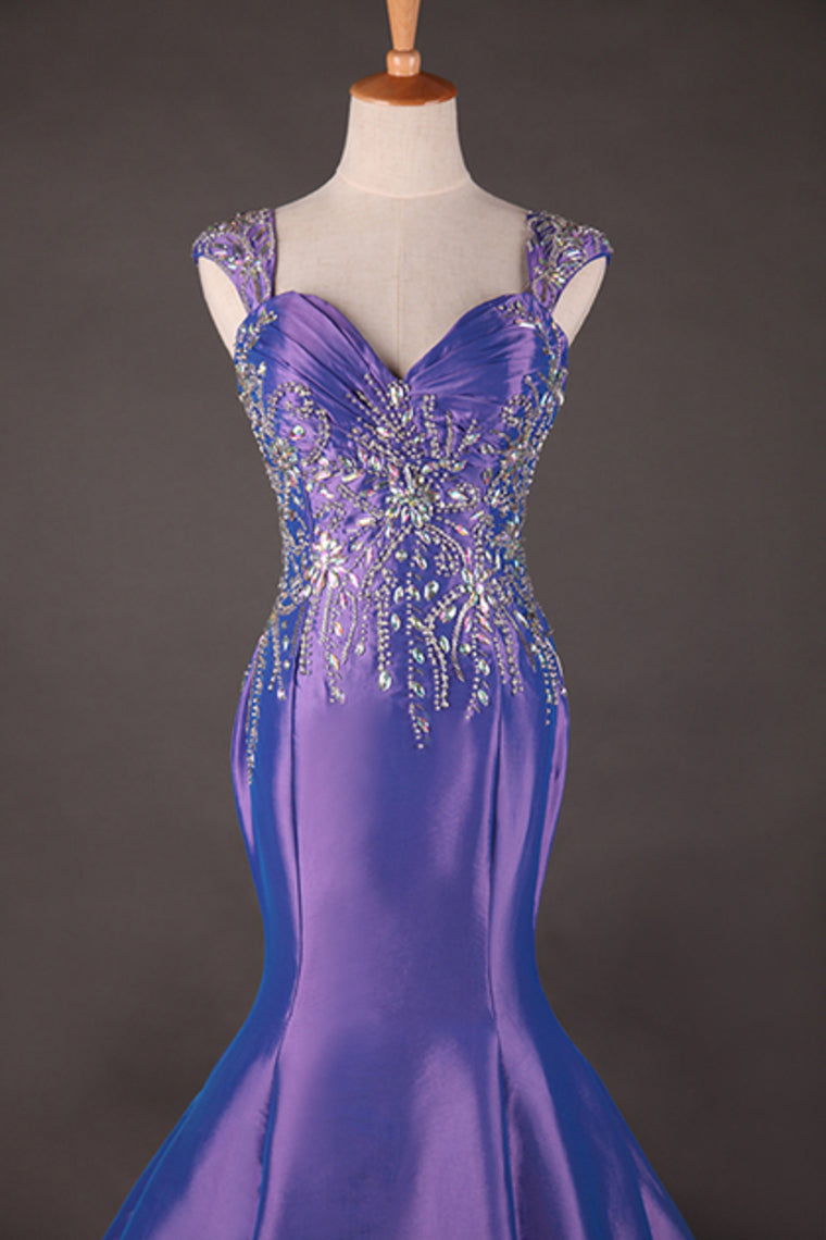 2022 Off The Shoulder Court Train Mermaid Fancy Prom Dress