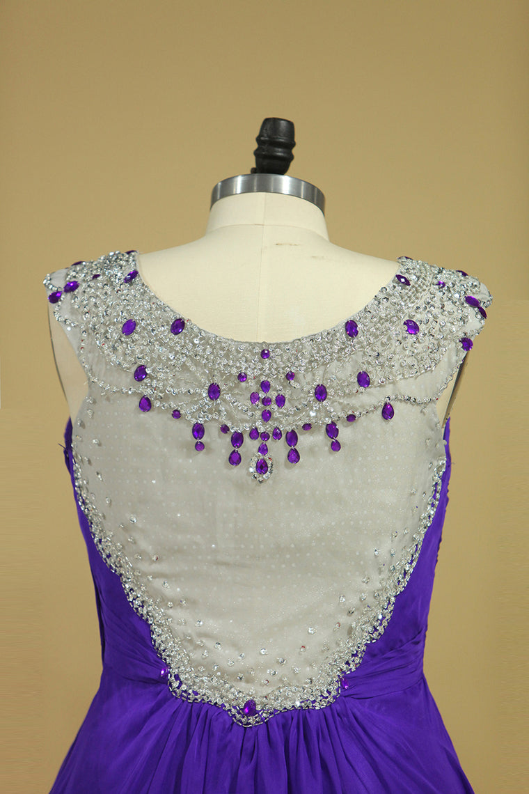 2022 Prom Dresses A-Line Chiffon With Beads And Ruffles Regency