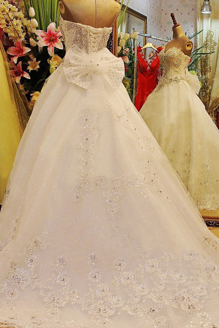 2022 Luxurious&Elegant Sweetheart Wedding Dresses With Beads And Applique