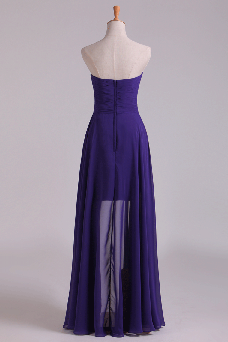 2022 Homecoming Dresses Asymmetrical Train Sweetheart Sheath With Beading Chiffon