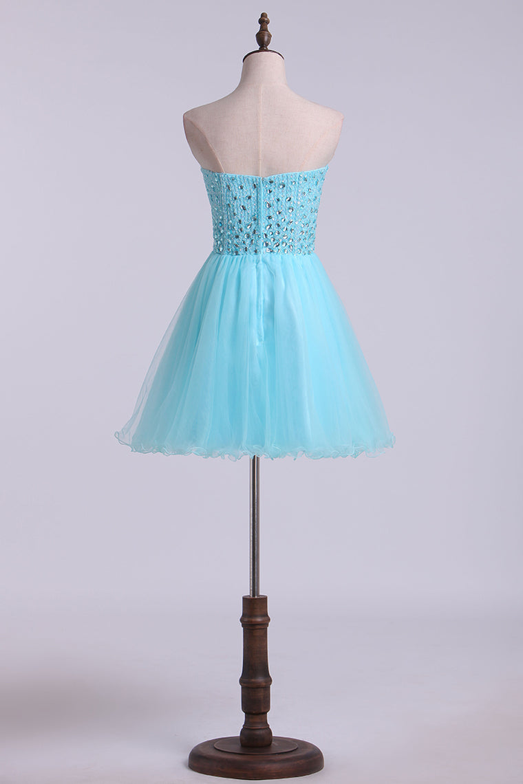 2022 New Arrival Sweetheart A-Line Tulle Homecoming Dresses With Beading