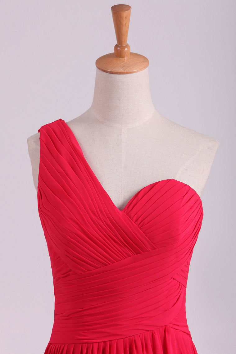 2022 One Shoulder Prom Dresses A Line Chiffon Floor Length With Ruffles