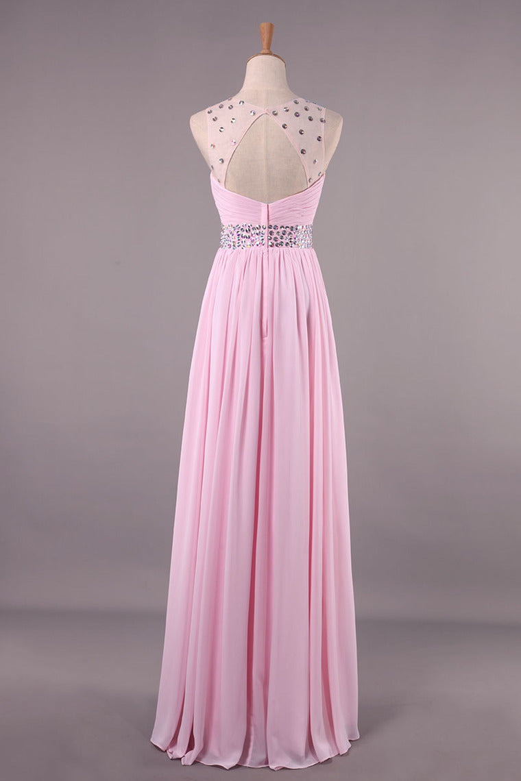 2022 Bateau Princess Sweep Train Prom Dresses Tulle And Chiffon Beaded