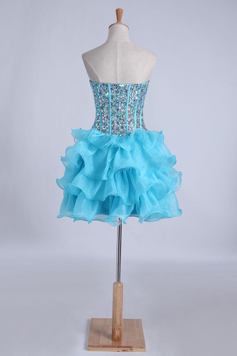 2022 Homecoming Dresses Ball Gown Sweetheart Short/Mini With Rhinestones