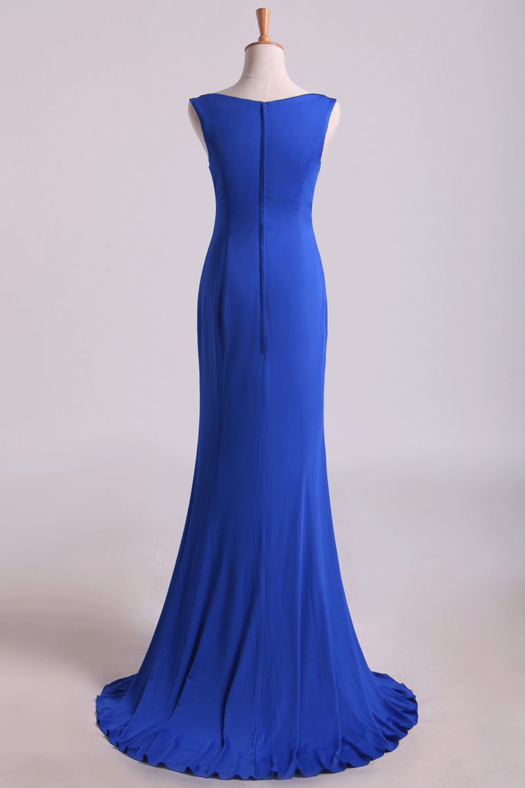 2022 Simple Scoop Mermaid Prom Dresses/Evening Dresses Zipper Back