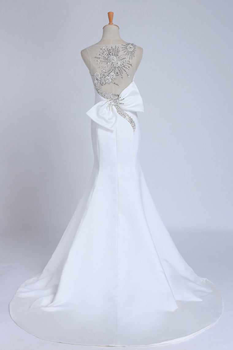 2022 Prom Dresses Mermaid White Satin With Beading