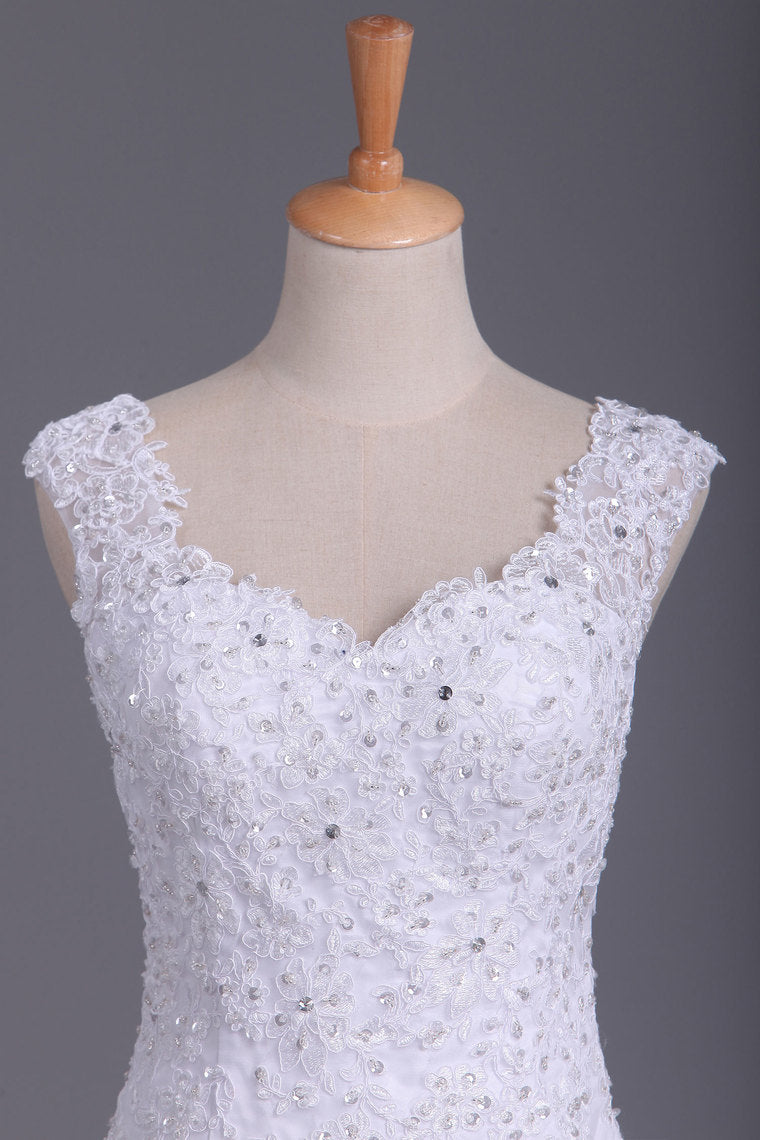 2022 Off The Shoulder Wedding Dresses Mermaid Tulle With Applique And Beads Court Train