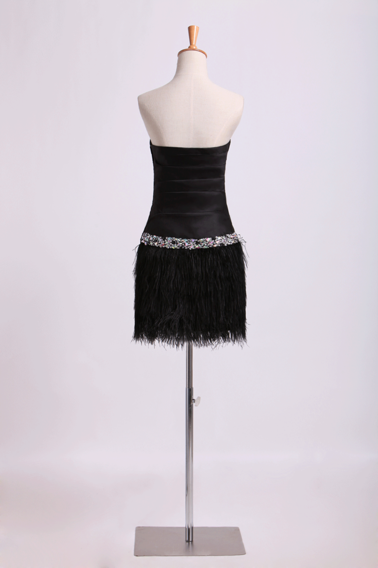 2022 Collection A Line Strapless Short/Mini Satin