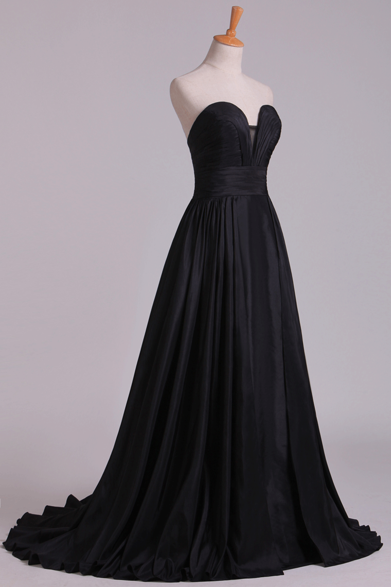2022 Ball Gown Prom Dresses Sweetheart Sweep/Brush Taffeta Zipper Back