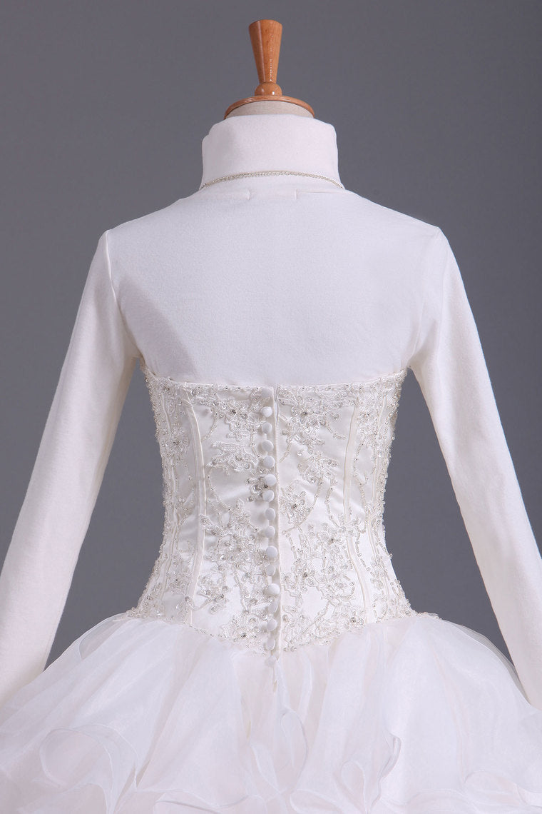 2022 Musilim Wedding Dresses A Line Sweetheart Organza With Beads & Applique