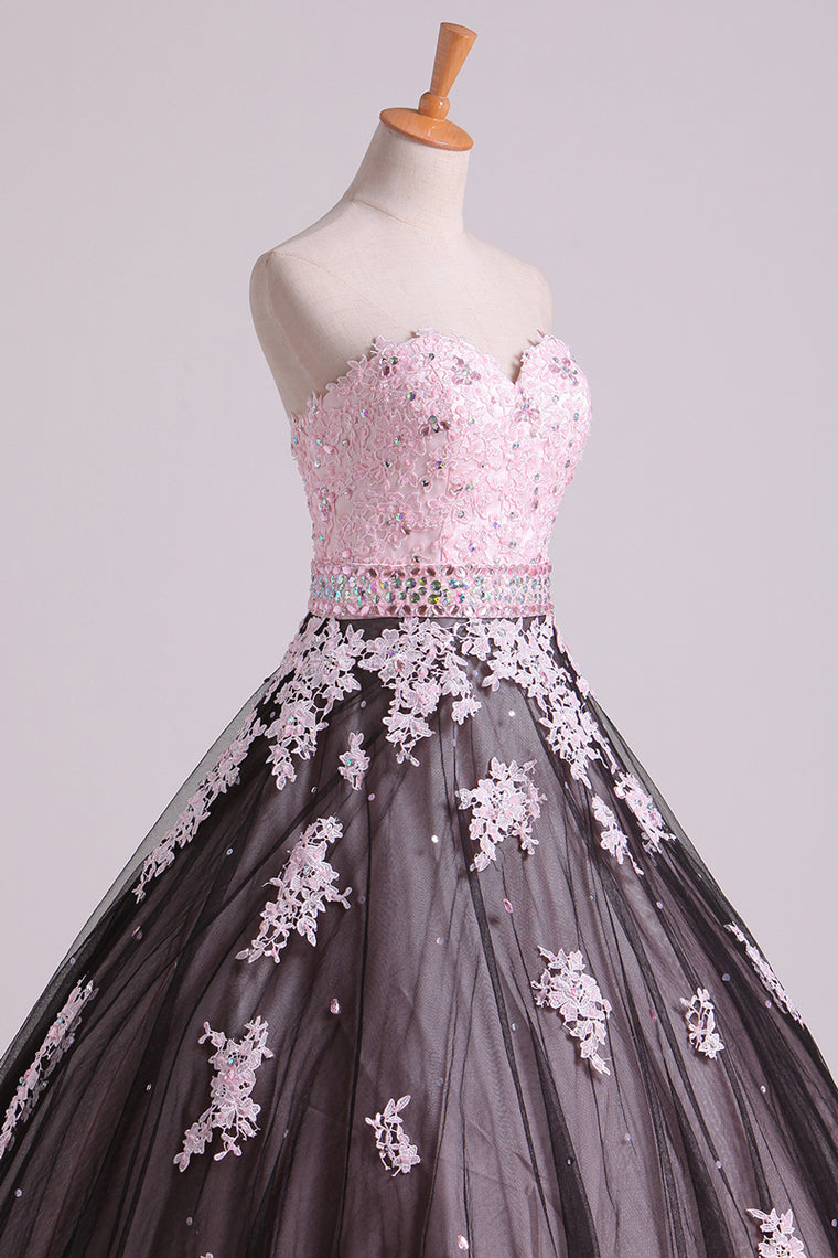 2022 Quinceanera Dresses Sweetheart Tulle With Beading And Applique Floor Length