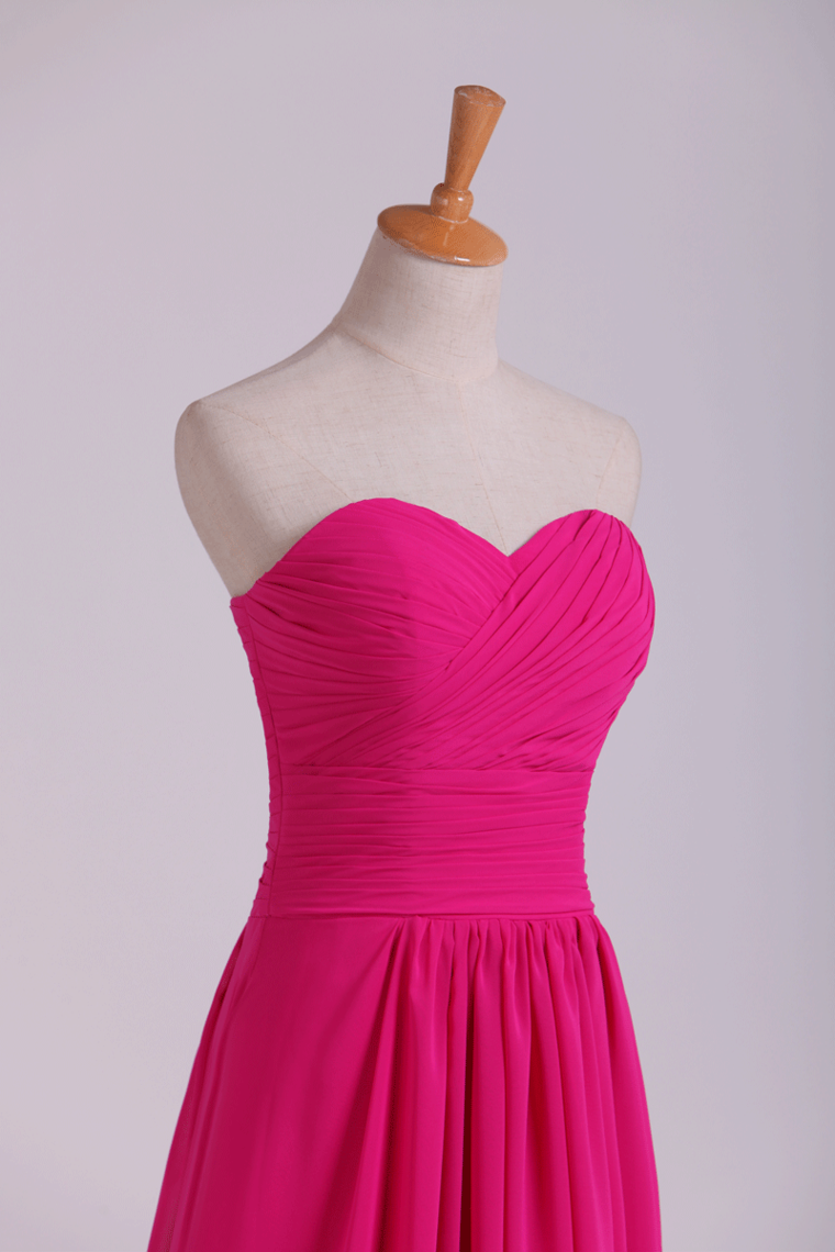 2022 Sweetheart Bridesmaid Dresses A-Line Floor Length Chiffon Ruffle