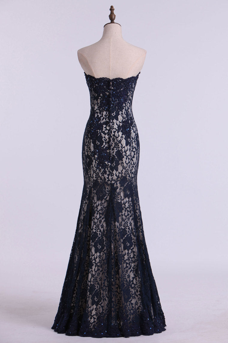 2022 Mother Of The Bride Dresses Strapless Mermaid Floor Length Lace