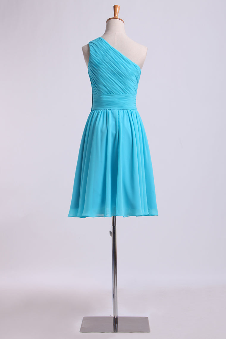 2013 One Shoulder Bridesmaid Dresses A Line Knee Length Chiffon With Ruffle