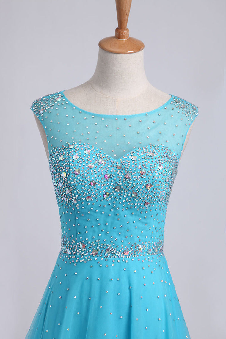 2022 Scoop Backless A Line Floor Length Prom Dress Splendid