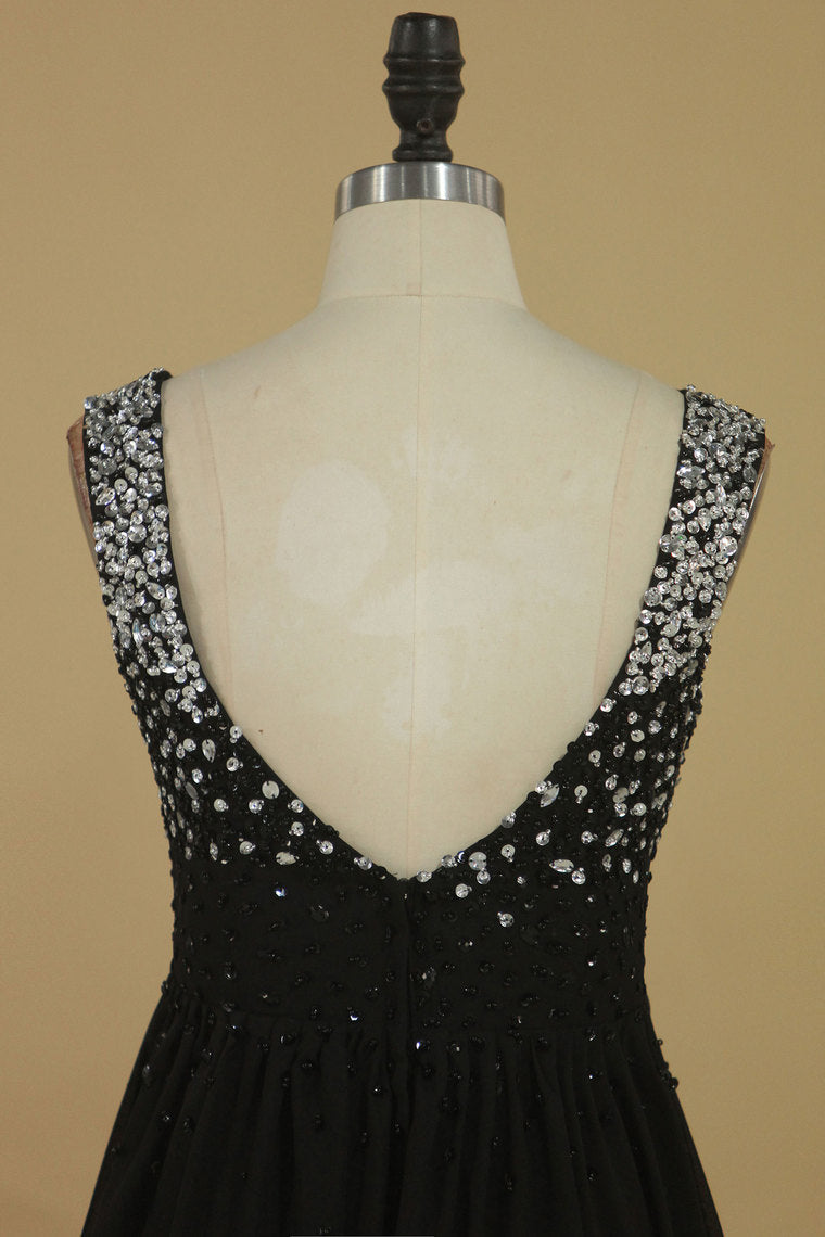 2022 Straps A Line  Empire Waist With Beading Prom Dresses