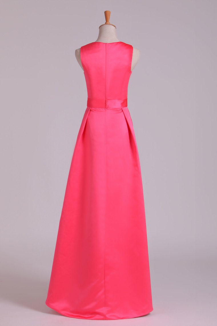 2022 Bridesmaid Dresses V Neck Ankle Length Satin