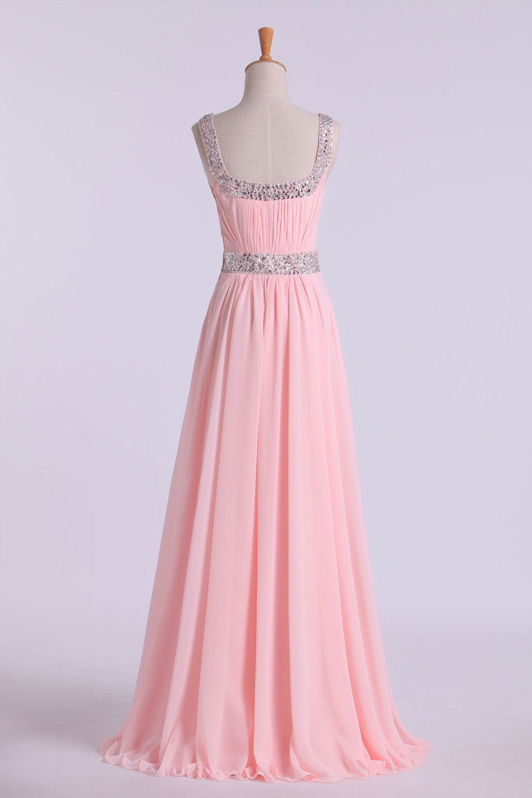 2022 Prom Dresses A-Line Floor Length Straps Chiffon