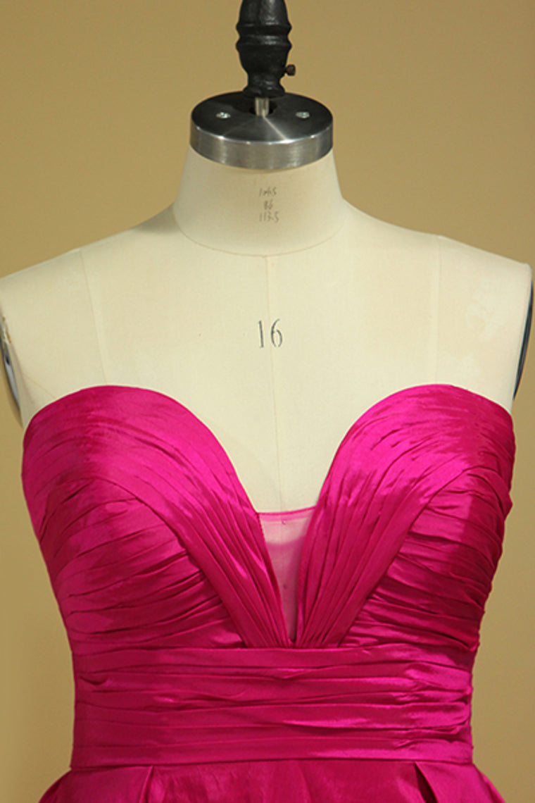 2022 Plus Size A Line Prom Dresses Sweetheart Fuchsia Sweep/Brush Taffeta Zipper Back