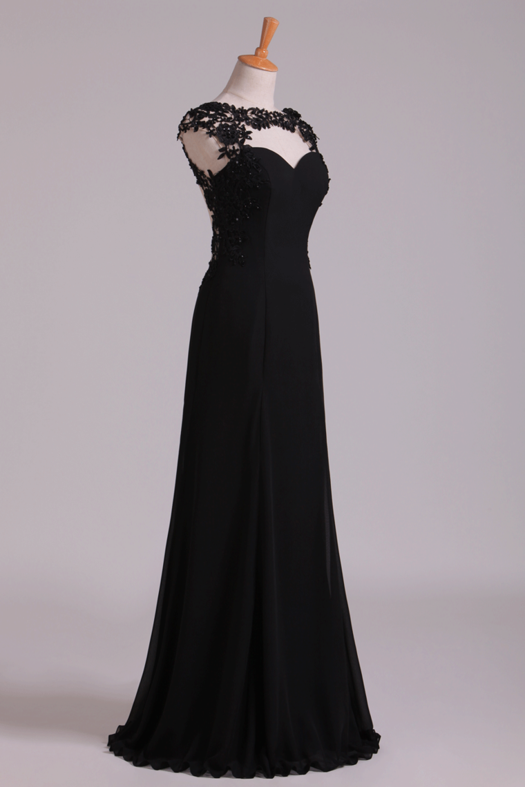2022 Scoop Prom Dresses A Line Chiffon With Applique