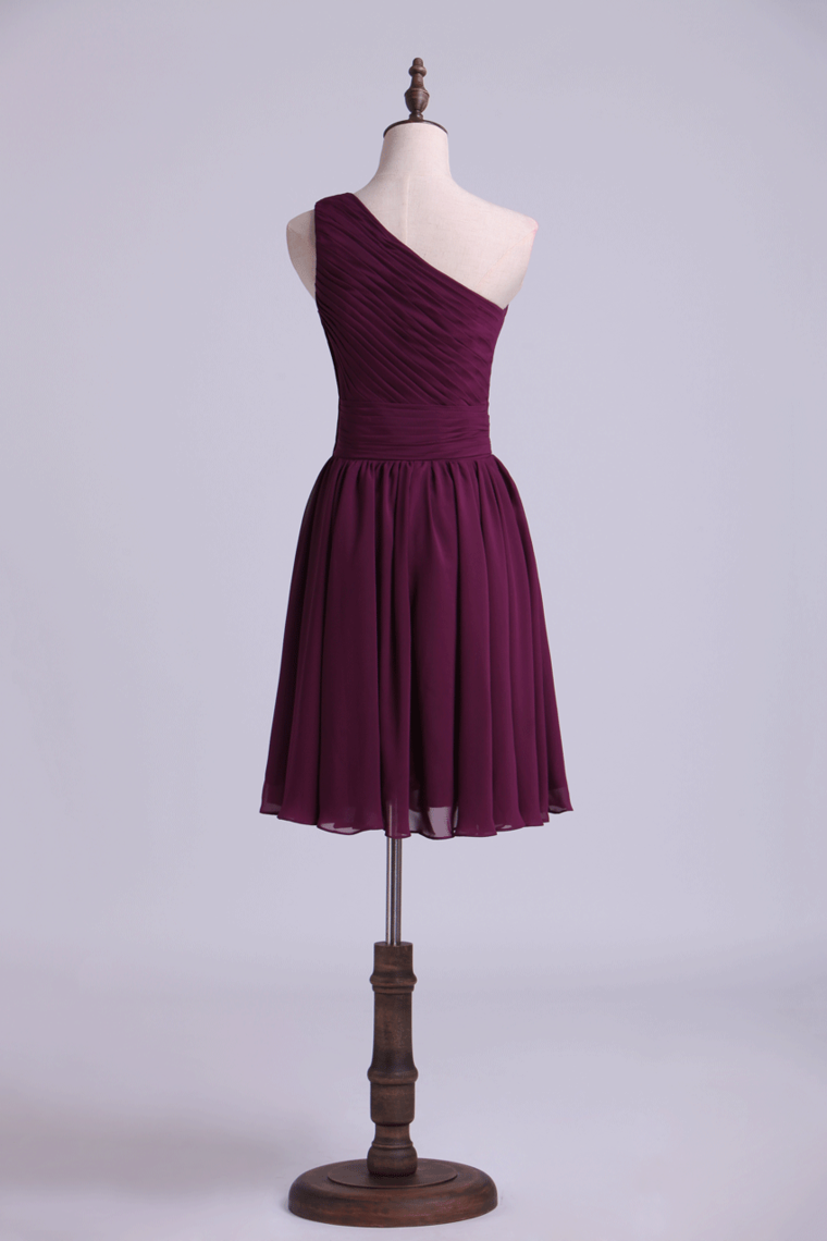 2022 Bridesmaid Dresses One Shoulder Ruffled Bodice A Line Short/Mini Chiffon