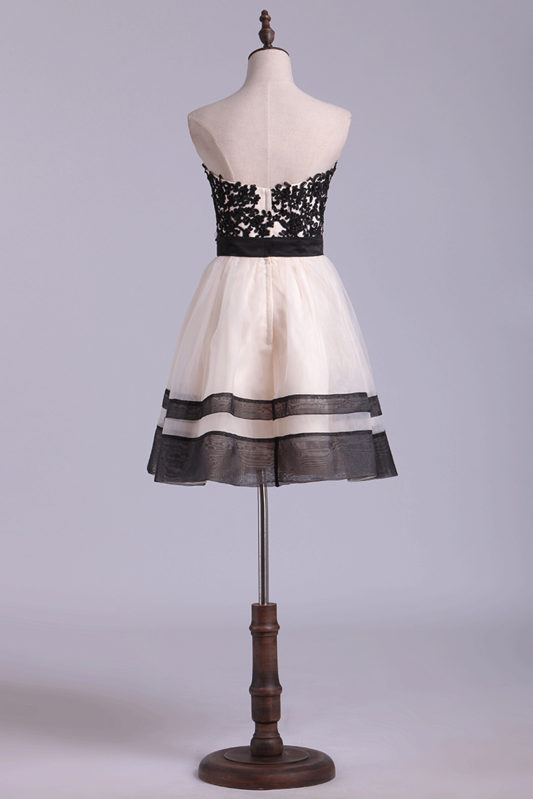 2022 New Arrival Dresses Sweetheart A Line Mini Bicolor Organza&Lace