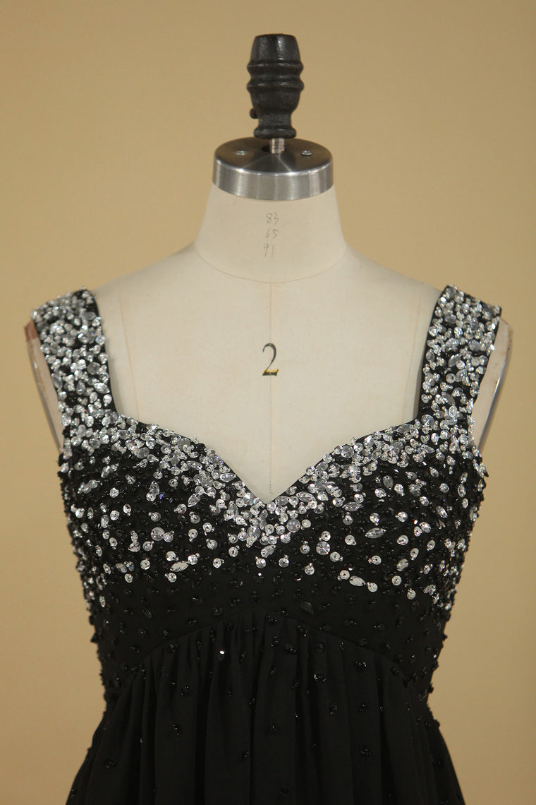 2022 Straps A Line  Empire Waist With Beading Prom Dresses