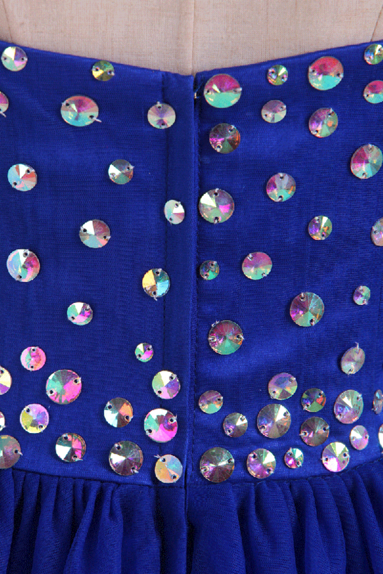 2022 New Arrival Dark Royal Blue A Line Sweetheart Homecoming Dresses Tulle Short With Beads