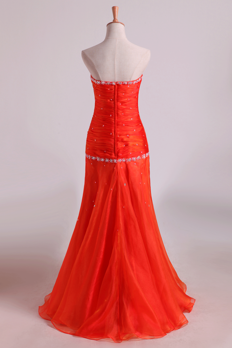 2022 Sweetheart A Line Chiffon Evening Dresses With Beading