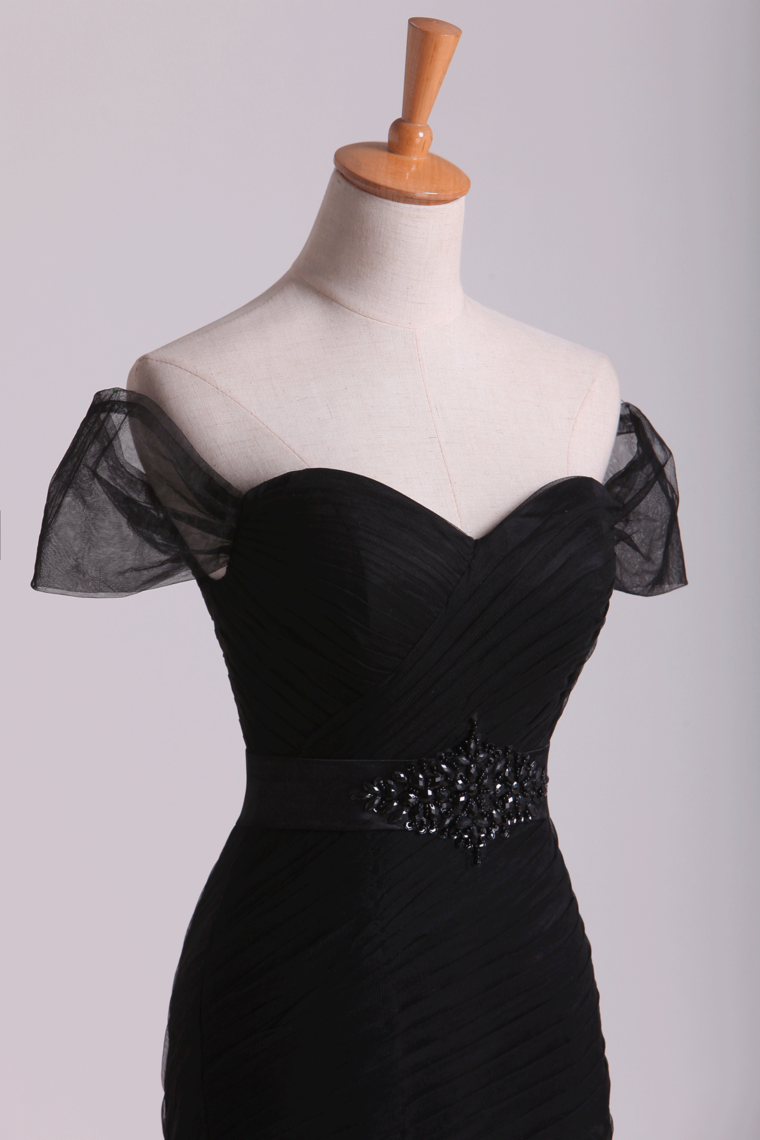 2022 Off The Shoulder Prom Dresses Mermaid Train Floor Length With Beading