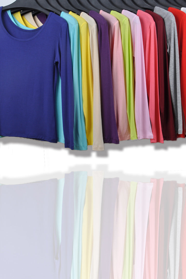 2022 Women'S Round Neck Modal Stretch & Slim T-Shirt Tops Long Sleeve For Muslim Dresses