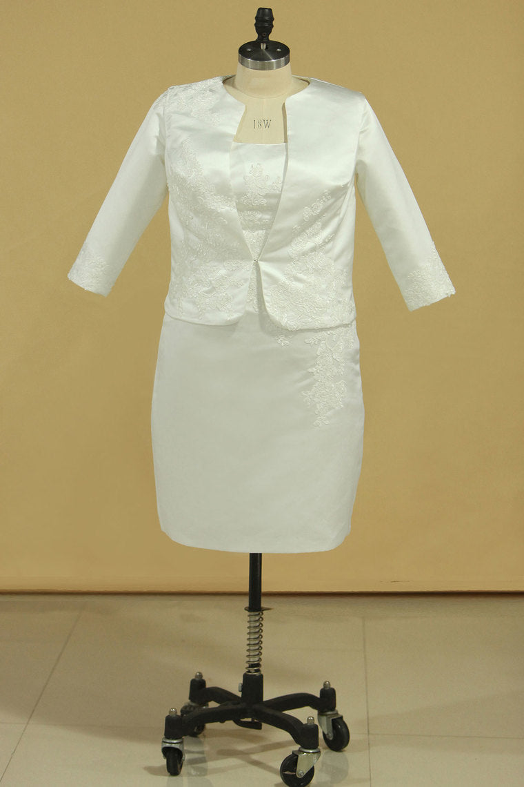 2022 Mother Of The Bride Dresses Scoop With Applique And Jacket Sheath Satin