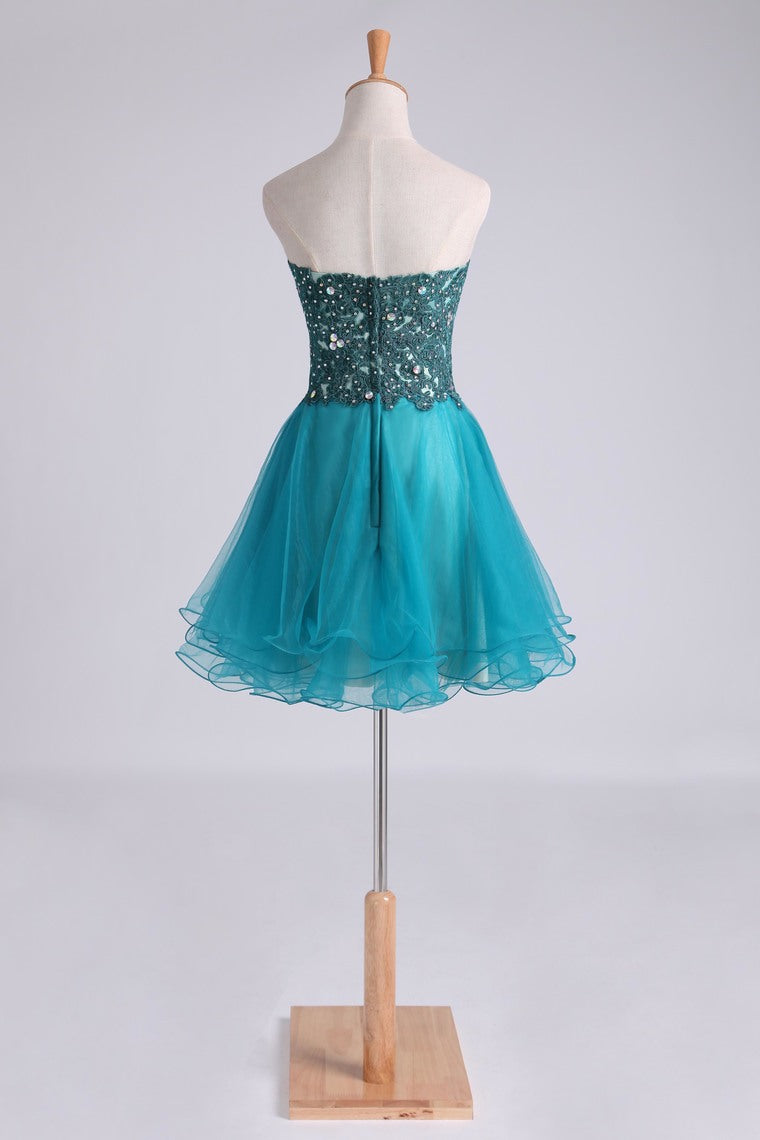 2022 Homecoming Dress Sweetheart A Line With Applique And Beads
