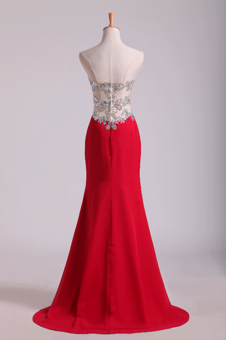 2022 Sweetheart Prom Dresses A Line Chiffon With Beading